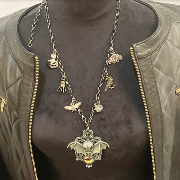 Handcrafted Goth Halloween Scary Evil Eye Bat #2 Unisex Necklace - Picture 2 of 16